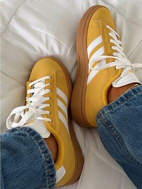 adidas Yellow and White Suede Sneakers